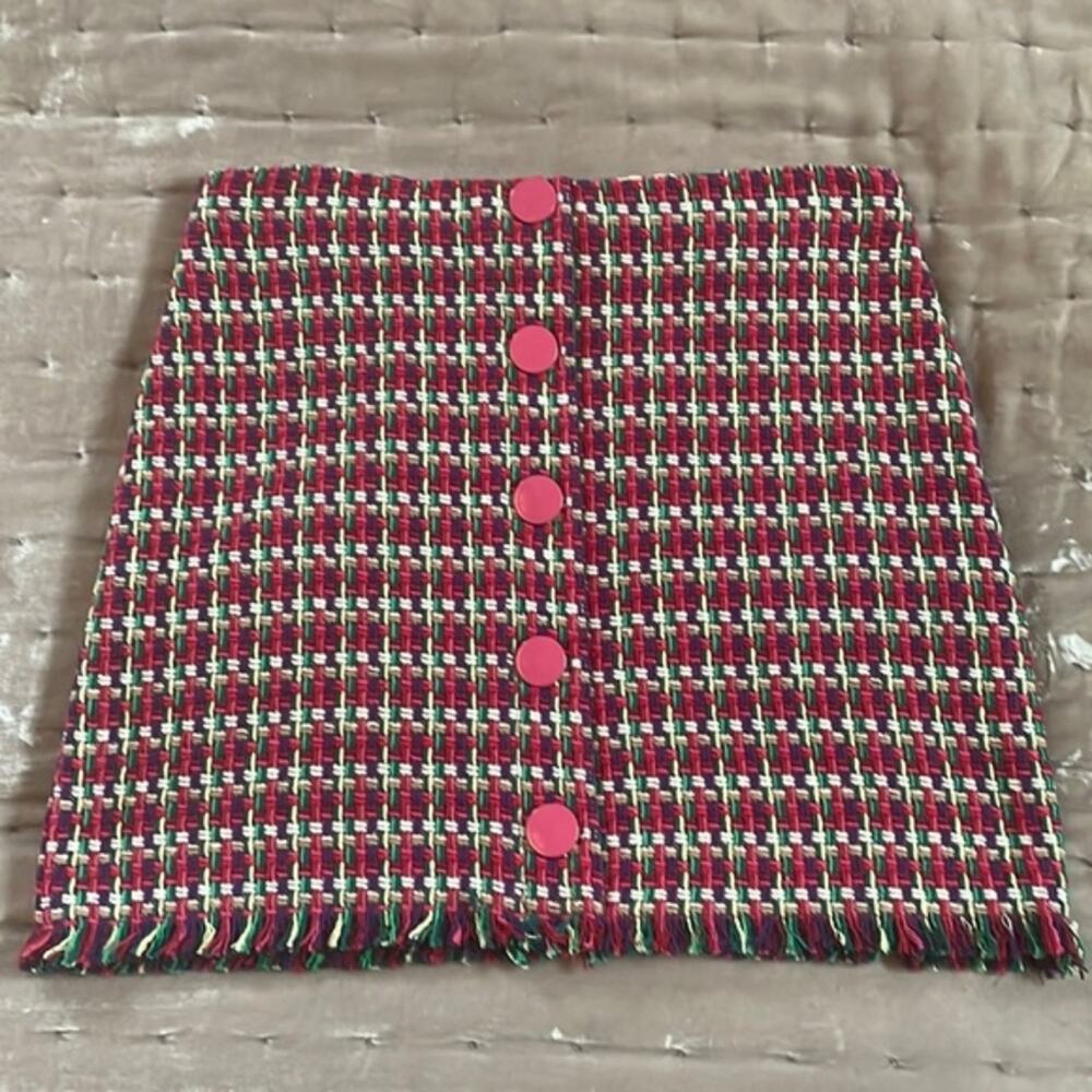 Zara Blogger Favorite NWT Tweed Textured Mini Skirt Size Medium Pink Y2K - Picture 6 of 11